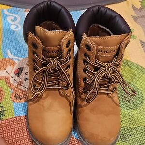 EUC Sz. 1 U.S. Polo Assn. Tan and Brown Boots Classic Design